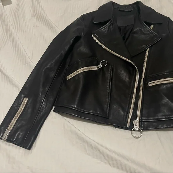 AllSaints Leather Biker Jacket - Picture 3 of 7